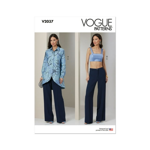 Vogue Sewing Pattern 2037 - Misses' Shirt, Crop Top and Pants, Size: Y5 (18-20-22-24-26)