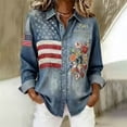 thumbnail image 2 of MEICHEN Women's American 250 Printed Casual Sweatshirt Top Retro Long Sleeve 250th Anniversary Button Up Shirt, 2 of 5