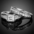 thumbnail image 4 of GHSDFBB Stainless Steel Princess Cut Bridal Wedding Engagement Ring Set, 4 of 6
