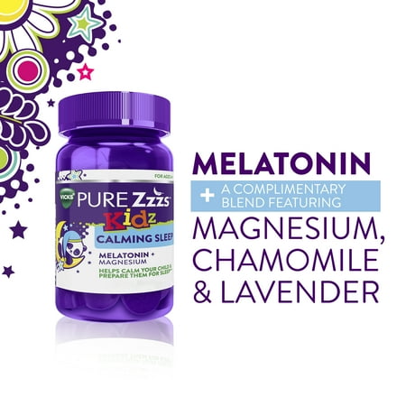 Vicks ZzzQuil Pure Zzzs Sleep Aid Kids Melatonin Gummies, Melatonin 0.5mg + Magnesium, 42 Count