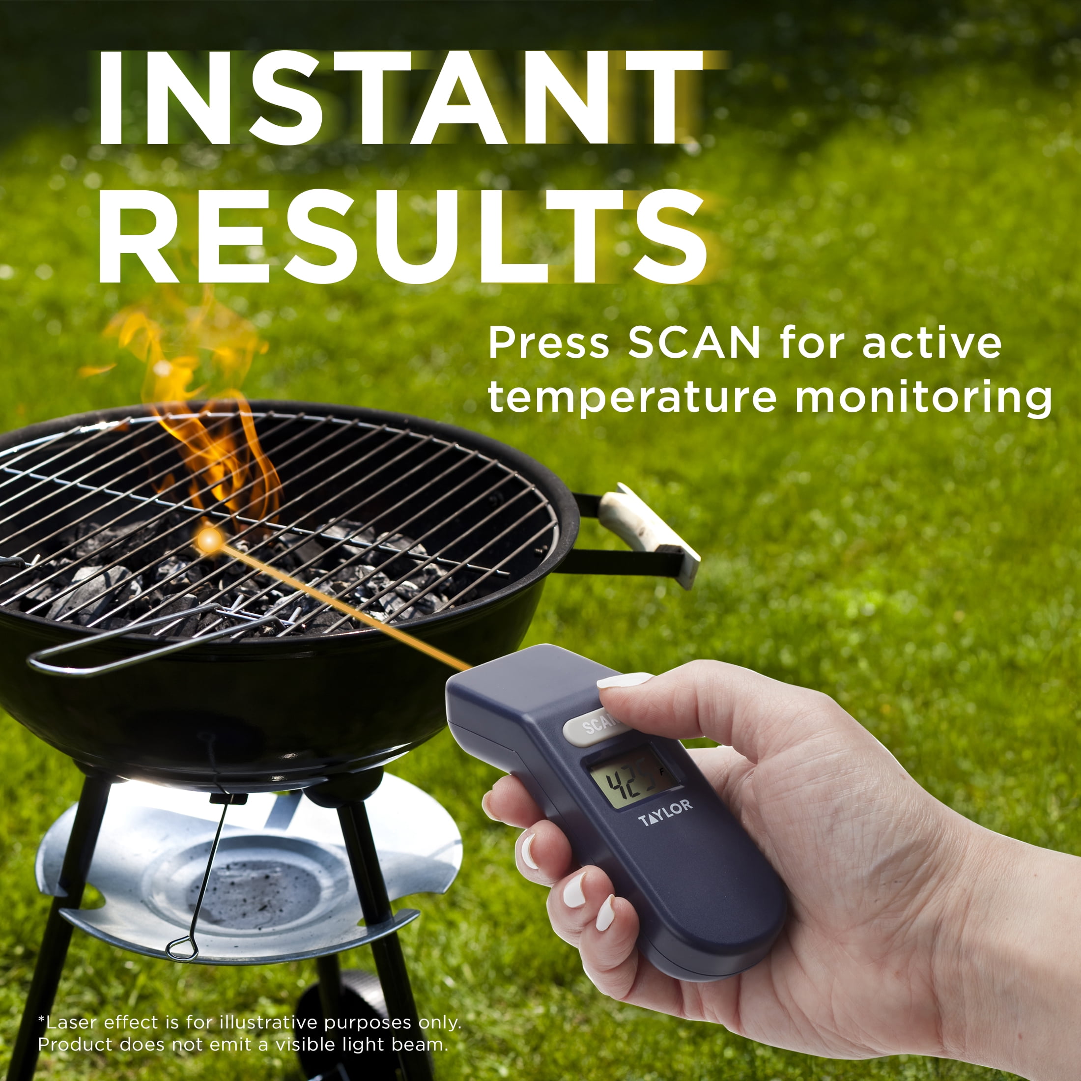 Taylor Non-Contact Infrared Surface Thermometer Gun for Grill & Pizza Oven, -58°F to 716°F