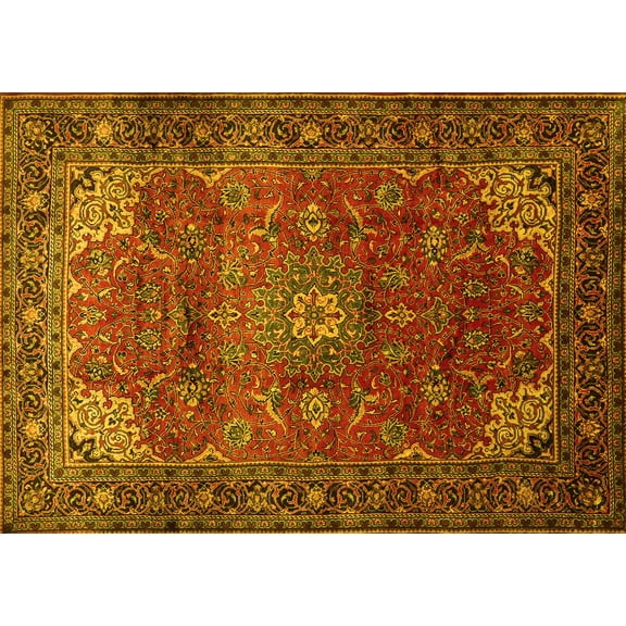 Ahgly Company Indoor Rectangle Persian Yellow Traditional Area Rugs, 5' x 7'