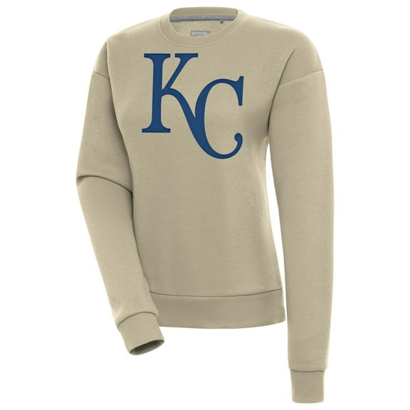 Women's Antigua Khaki Kansas City Royals Victory Pullover Sweatshirt