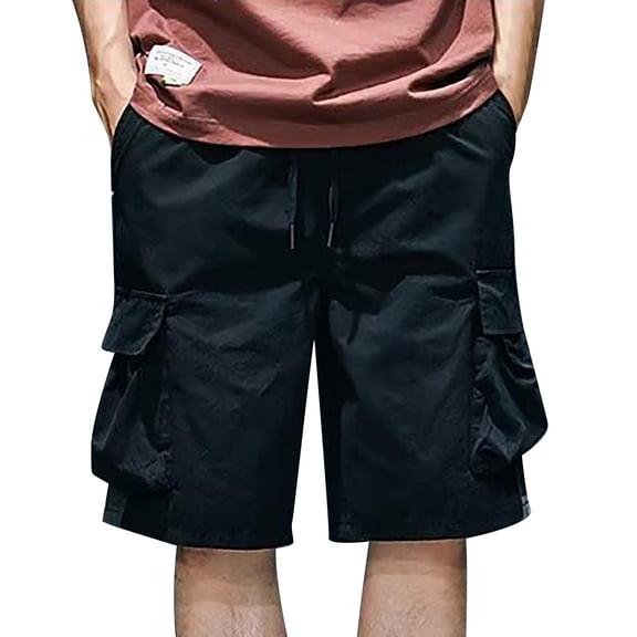 JAJAHO Mens Baggy Cargo Shorts Summer Jogging Loose Fit Drawstring Waist Outdoor Sports Shorts With Multi Pockets Workwear Versatile Bottoms