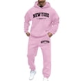thumbnail image 2 of Valora Men's Suit Street Hoodie Tracksuit for Daily Casual Wear Comfortable Two Piece Set with Hooded Sweatshirt and Joggers Pink 2XL, 2 of 4