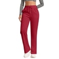 thumbnail image 2 of Lumtrix Womens Straight Leg Baggy Sweatpants | High Waisted Loose Fit Track Pants with Pockets, Soft Comfy, Casual Lounge & Travel Fall Winter Slacks Red M, 2 of 7