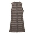thumbnail image 6 of Tiqkatyck Sweater Vest Women's Down Vest Long Winter Thin and Light Down Coat Casual Down Coat Slim Gilet Quilted Jacket Outdoor Winter Coat Vest with Pockets Puffer Vest Women Khaki, 6 of 6