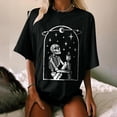 thumbnail image 4 of Pntutb Mujer Damas Mangas con hombros caídos Camiseta de manga corta suelta con estampado de calavera retro desgastado Pntutb Pntutb-4392, 4 of 6