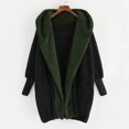 thumbnail image 3 of Women Solid Color Coat Warm Winter Overcoat Fluffy Jacket Button Down Overcoat Windproof Outer Coat Long Sleeve Cardigan, 3 of 5