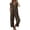 Brown, variant on TAGOLD Womens Capris Jumpsuit Solid Color Linen Button Down Overall Long Pants Romper