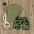 thumbnail image 3 of Bagilaanoe 2pcs Toddler Baby Boy Shorts Set Short Sleeve Letter Print T Shirt Tops + Camouflage Shorts 3M 6M 12M 18M 24M 3T 4T 5T Kids Casual Summer Clothes, 3 of 8