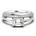 thumbnail image 1 of Minimalist 1.50 Carat Emerald Cut Diamond Moissanite Engagement Ring, Wedding Ring in 10k Solid White Gold, Gift For Her, Promise Ring, Anniversary Ring, Bridal Rings Set, 1 of 4