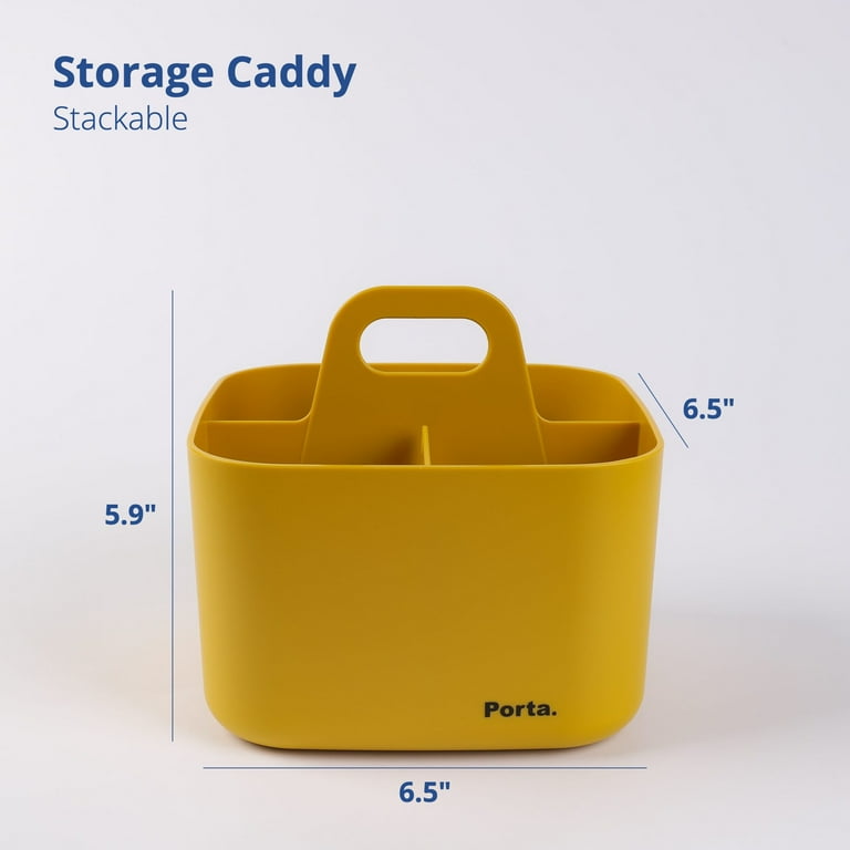 BLUE GINKGO Plastic Storage Caddy Organizer | Multipurpose, Portable,  Stackable | (Square) Yellow