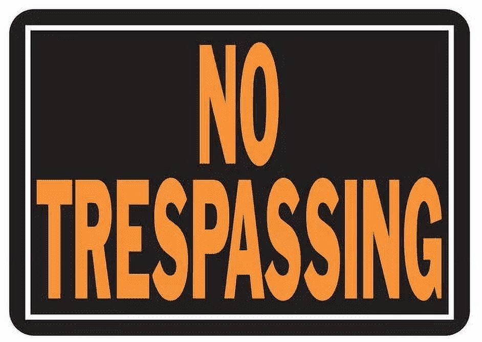 (2 pack) 10X14 No Trespass Sign, Orange & Black Aluminum Privacy Sign by HY-KO