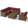 thumbnail image 4 of Afuera Living Modern 5 Piece Wicker Patio Sectional Set in Brown and Sangria, 4 of 10