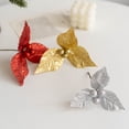 thumbnail image 4 of SHINYPASING 4 Pcs Fleurs Artificielles Rouges de Noël Poudre Scintillante pour Décoration de Guirlande d'Arbre Couronne, 4 of 7