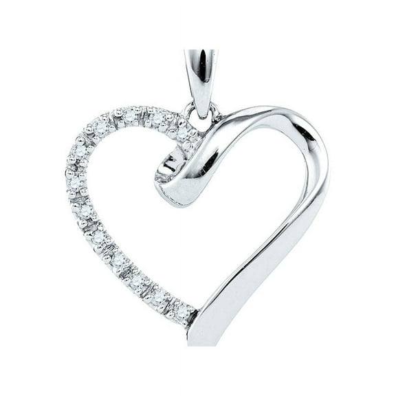 Sterling Silver Diamond Glorious Floating Heart Necklace Pendant 1/20 Ctw.