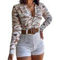 thumbnail image 1 of Camisas De Verano Blusa con estampado floral Camisas Slim Fit Mujer Casual Ropa diaria (Marrón L) Cgtredaw Para estrenar, 1 of 1