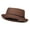 Brown, variant on Big Size Solid Upbrim Pork Pie Fedora - Black 2XL-3XL