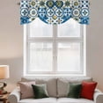 thumbnail image 3 of Blue Retro Boho Tie Up Valances Curtain, Adjustable Kitchen Geometric Floral Traditional Spanish Style Valances for Windows Decor, Rod Pocket Short Curtains Set for Bedroom/Bathroom, 42"x12", 3 of 9
