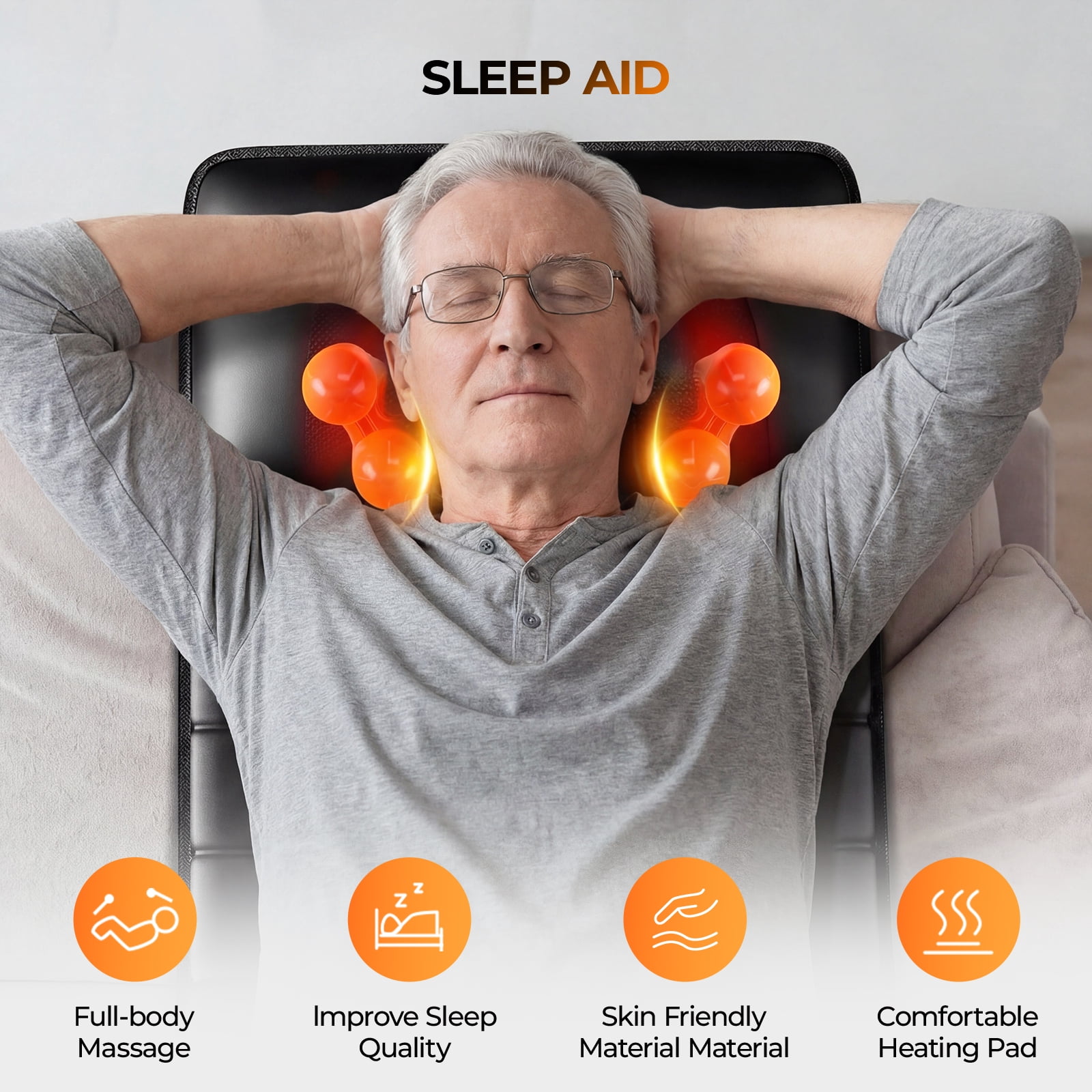 Full Body Massage Mat with Heat, Detachable Massager Pad, 10 Vibrating Motors, Deep Tissue Pain Relief for Back, Neck & Legs - Relaxation at Home or Office, Fathers Day Dad Gifts