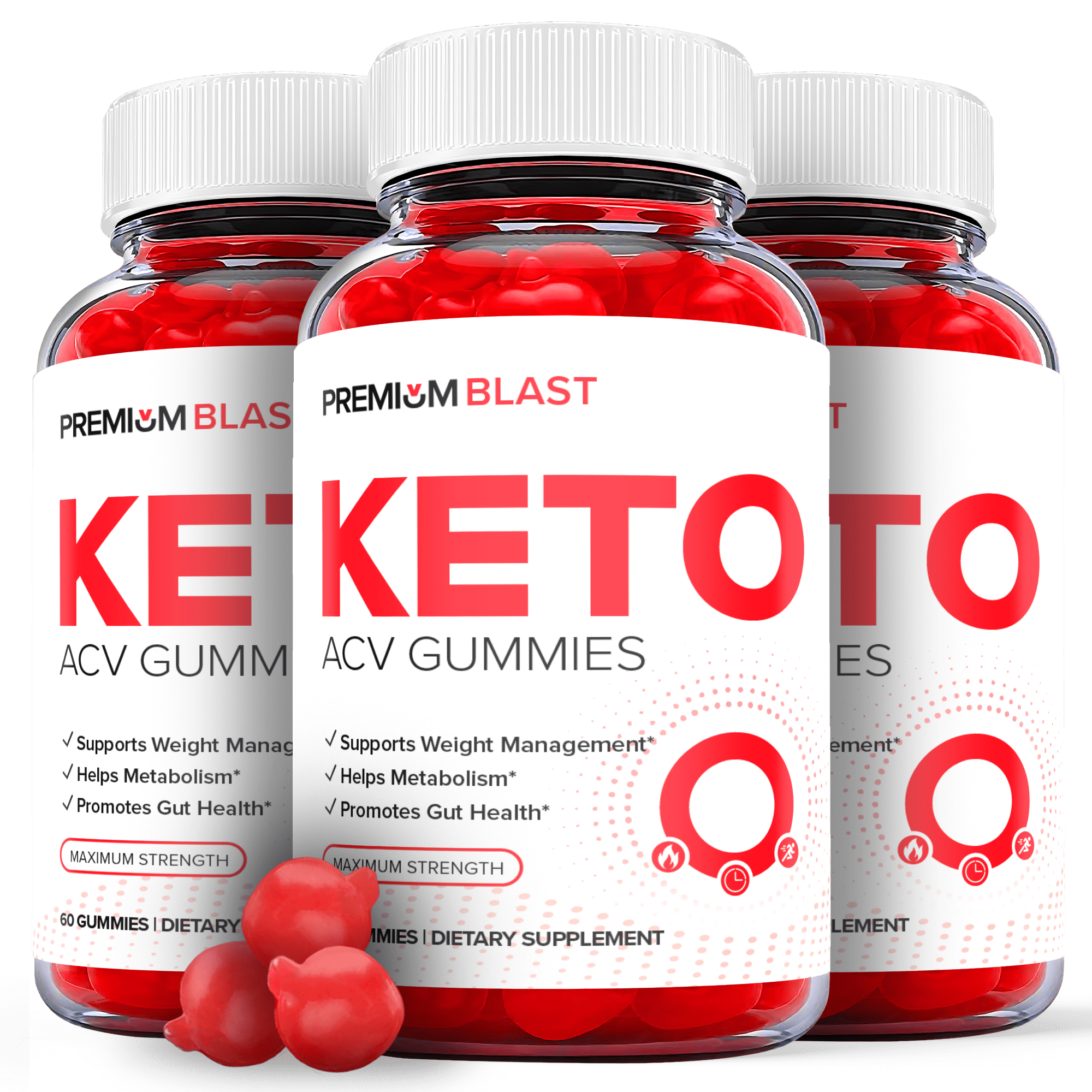 (3 Pack) Premium Blast Keto ACV Gummies Supplement for Weight Loss