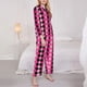 thumbnail image 3 of Balery pink and black argyle Conjunto de Pijama con Estampado para Mujer, Conjunto de Dos Piezas con Manga Larga, Ropa de Dormir Suave con Bolsillos, Pijamas Cómodos-Large, 3 of 7