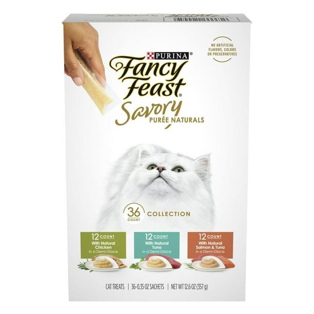 Fancy Feast Savory Puree Pouches, Variety Pack, 0.35 Ounce (Pack of 36