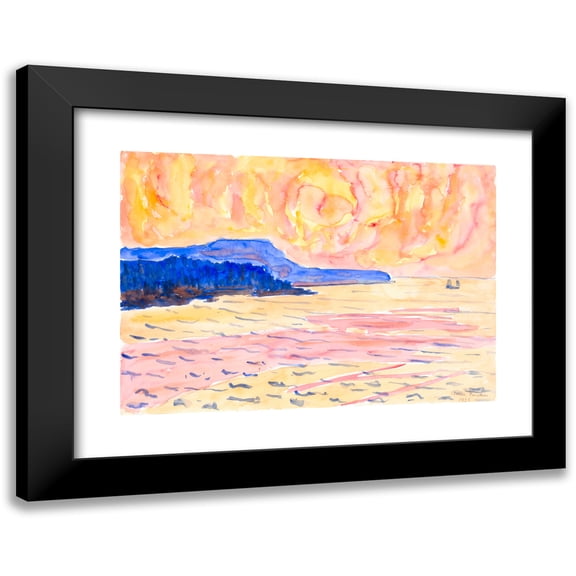 Allen Tucker 14x11 Black Modern Framed Museum Art Print Titled - Watercolor No. 6, Blue Coast (1936)