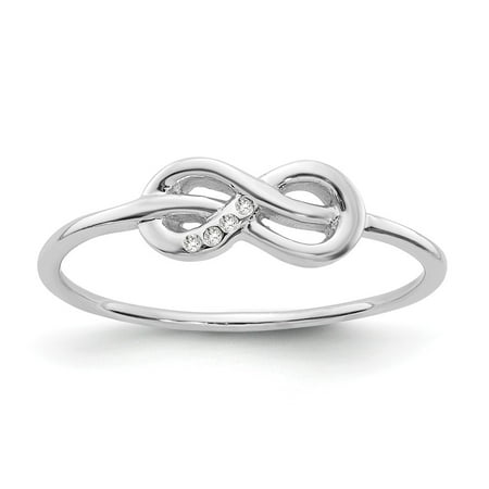 Diamond2Deal Sterling Silver Diamond Infinity Ring Size 8 for Women