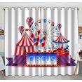 thumbnail image 1 of PKQWTM Circus fun fair carnival photo realistic Practical heat insulation Shading Window Curtain Size 52(W) x 84(H) inches(Two Piece), 1 of 1