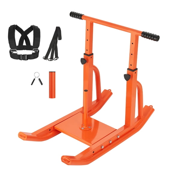 KFFKFF Steel Weight Sled for Fitness Training, Adjustable Height Handle, Athletic Exercise Equipment for Speed and Strength, Compatible with 1/2 in Weight Plates, Orange