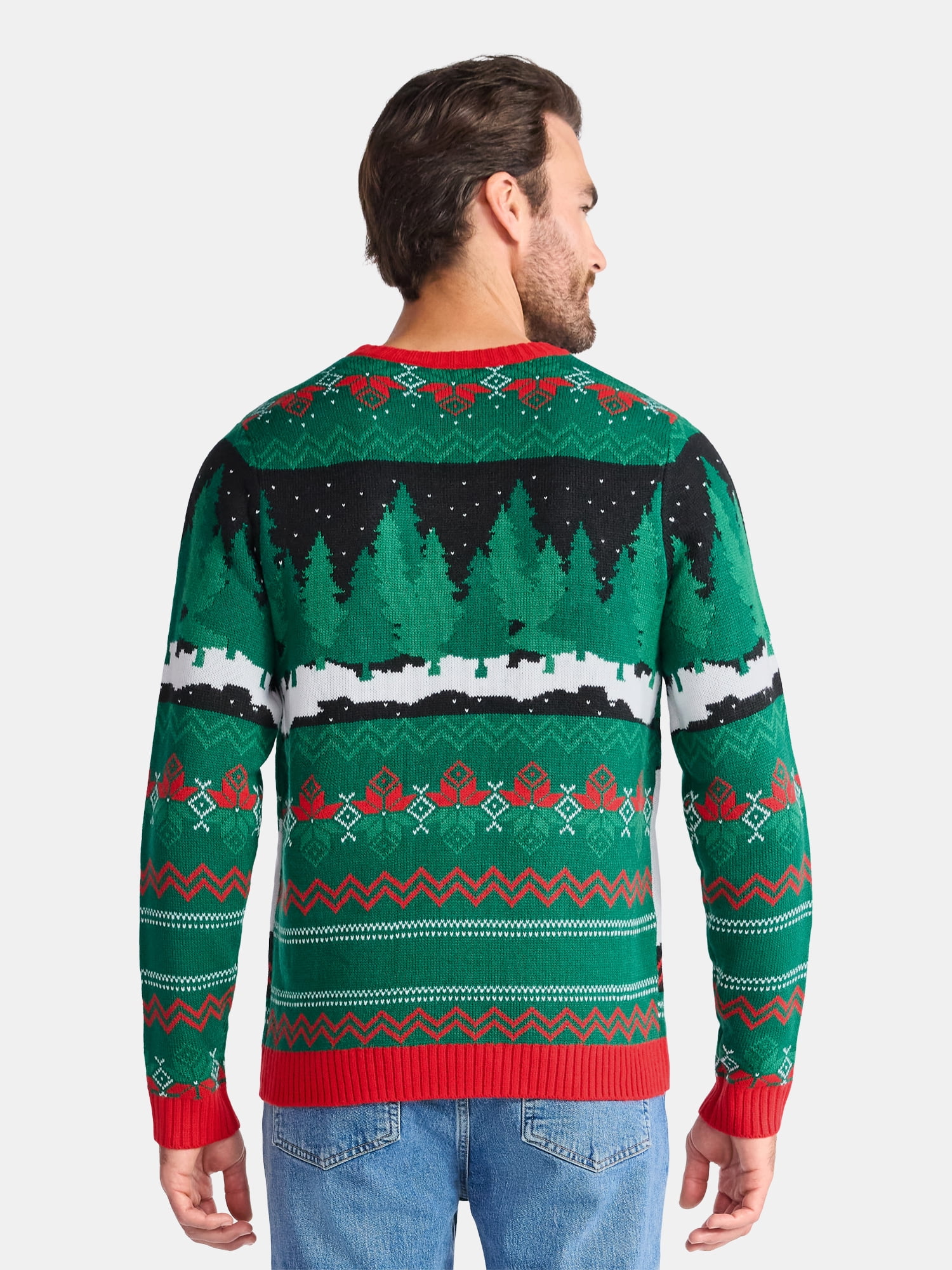 Men's Christmas Sweater Ugly Christmas Sweater with Drink Pocket from Holiday Time, Sizes XS-3XL