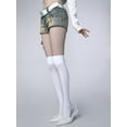 thumbnail image 2 of 2 Piece of White Womens Over the Knee Socks Knee-High Long Plain Socks for Girl School Cosplay Uniform Stockings, 2 of 9