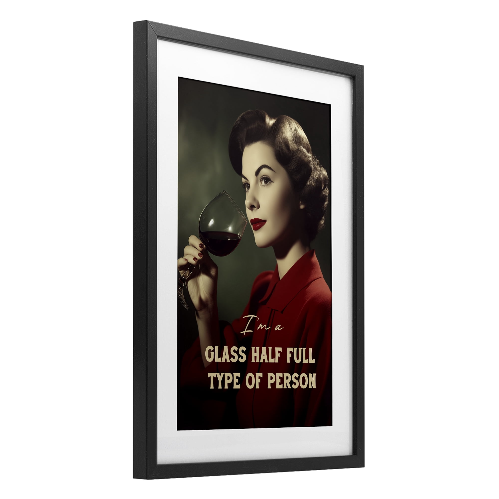 Stupell Industries Glass Half Full Person Black Framed Print Under Glass, design by Andreas Magnusson