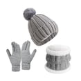 thumbnail image 3 of Conjunto de 3 gorros de invierno, bufanda unisex de punto elástico, suave, grueso y resistente al frío. Gris, 3 of 8