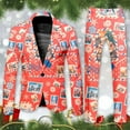 thumbnail image 2 of Christmas Mens Suit 2 Piece Funny Santa Graphic Xmas Jacket Blazer And Pant Set Slim Fit Winter Party One Button Christmas Suit, 2 of 6