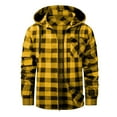 thumbnail image 5 of qucoqpe Men's Hooded Plaid Shirt Jacket Full Zip Long Sleeve Printed Shacket Outerwear Coat with Pockets, 5 of 6