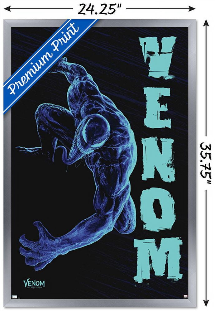 Marvel Venom: Let There be Carnage - Black and Blue Wall Poster, 22.375" x 34", Framed