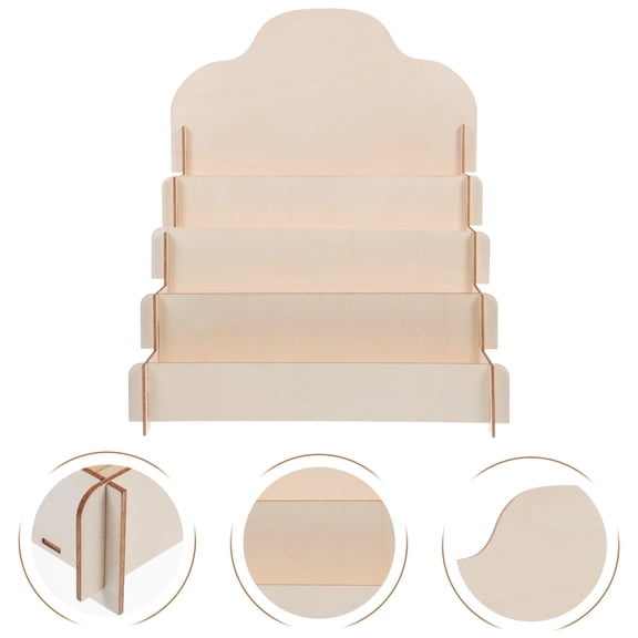 OUNONA Stylish Wooden Greeting Card Holder Multi-functional Display Stand Wood Tiered Display Stand For Cards Photos And Makeup