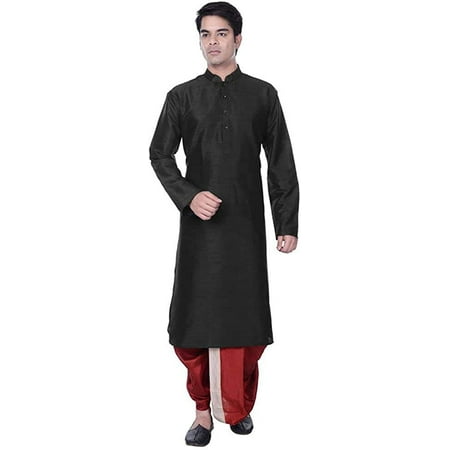 

Royal Kurta Men s Cotton Silk Dhoti Kurta Set (42 Black-Red)