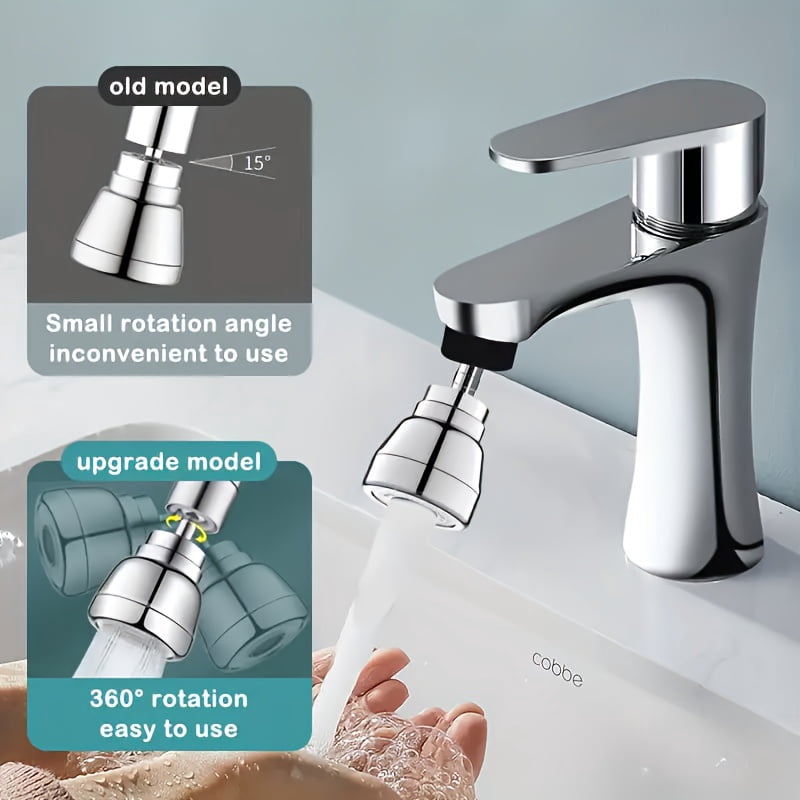 4pcs-304 Stainless Steel Three-Mode Faucet Nozzle | 360° Rotating Water-Saving Aerator (Aeration/Spray/Water-Saving) | Splash-Proof Kitchen Sink Accessory - Modern Design with Clamp Valve