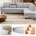thumbnail image 2 of L Shaped Sectional Couch, Modern Nailhead Lounge Sofa, Modular Sectional Sofa with Reversible Cup Holder,4-Seat Linen Sectional Sofa Sets, Modern Living Room Furniture Sets,Grey White, 2 of 6