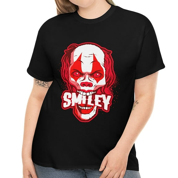 Smiley Skull Shirt Halloween Shirt Women Plus Size Clown Shirt Plus Size Halloween Costumes for Women
