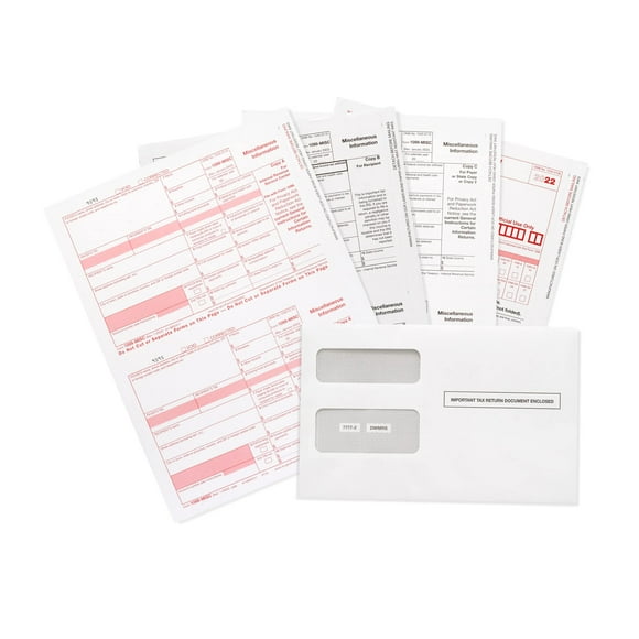 1099 MISC Forms 2022, 4 Part Tax Forms Kit, 50 Vendor Kit of Laser Forms, Compatible with QuickBooks and Accounting Software, 50 Self Seal Envelopes Included