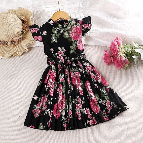 Vedolay Maxi Dress Toddler Girls Yellow Seersucker Easter Themed Smocked Dress,Black 3-4 Years