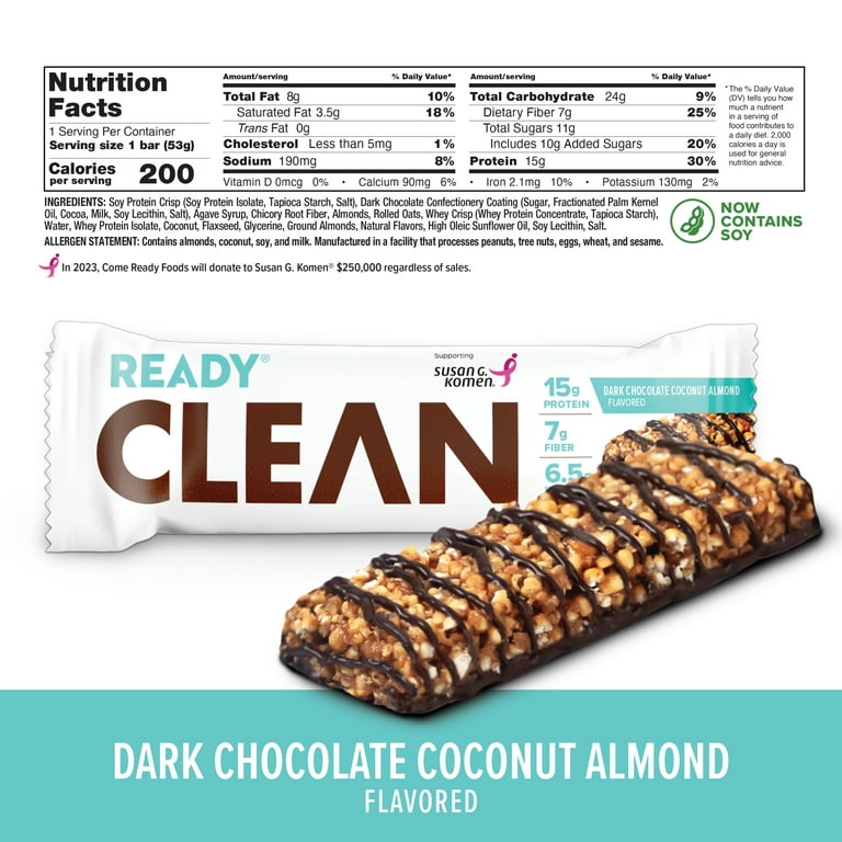 Ready Clean Protein Bar, Chocolate & Peanut Butter, 20 Count Mini Bars, Size: .81 oz