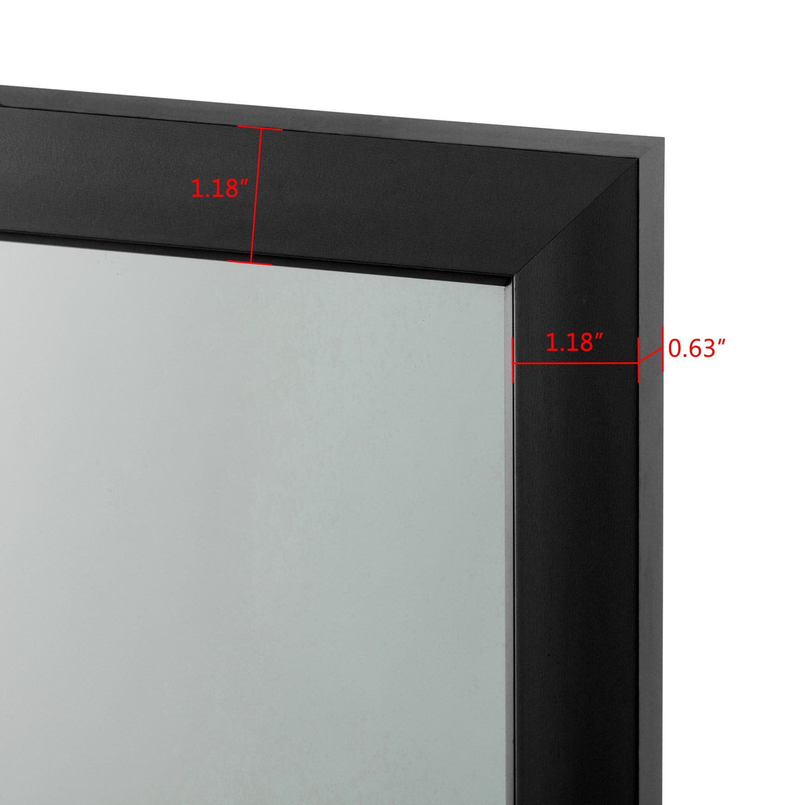 43"*16" Full Length Over The Door Mirror Hanging Mirror for Bedroom Dorm Room Black