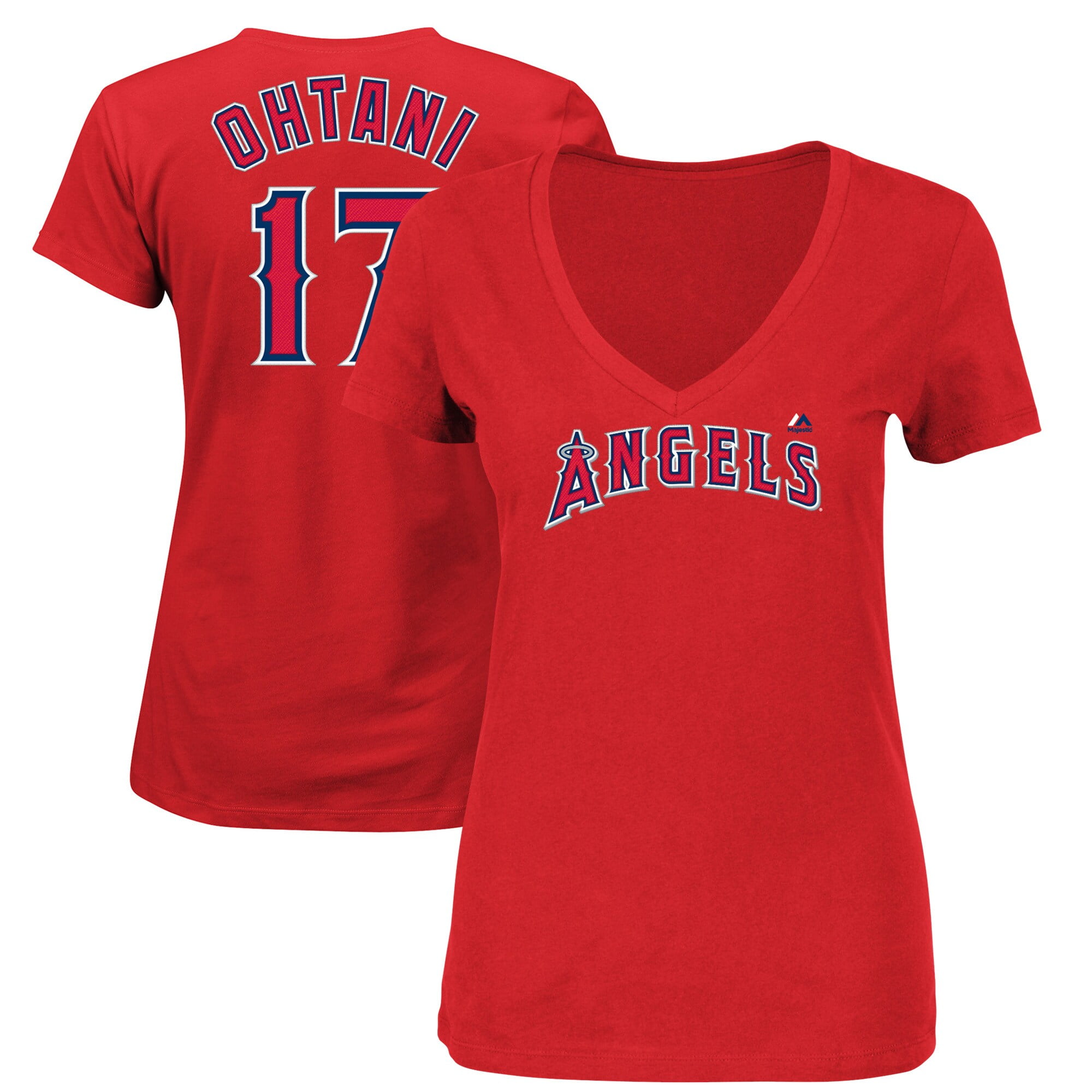 Shohei Ohtani Los Angeles Angels Majestic Women's VNeck Name & Number