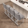 thumbnail image 6 of HomeZeer Counter Height Bar Stools Set of 4, Bar Stools with Back and Sliver Metal Frame, 24" Barstools with Footrest, Upholstered PU Leather Counter Stool Chairs for Kitchen Island,Grey, 6 of 8